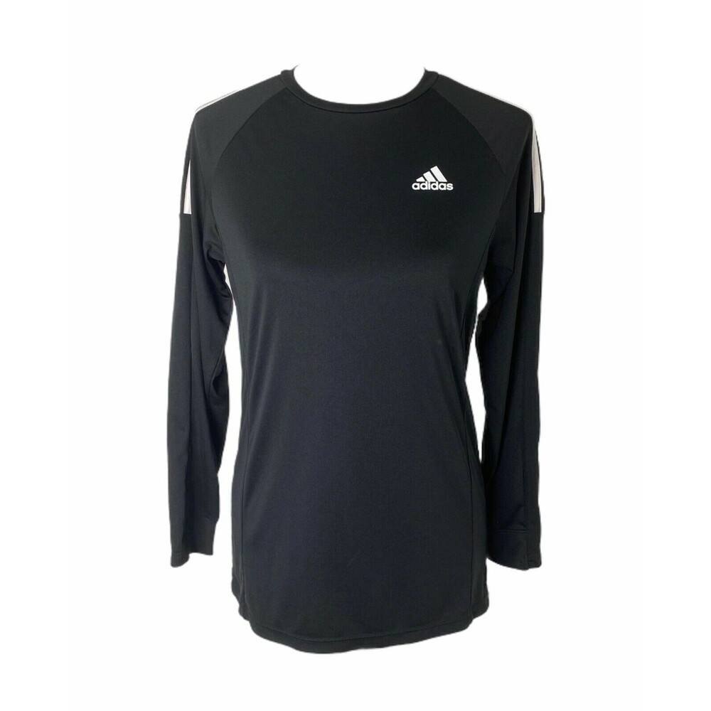 Adidas Shirt Girls Black Climalite Crew Neck Long Sleeve Athletic Size Large